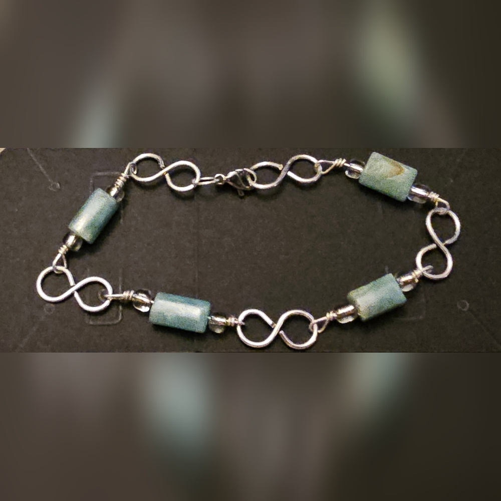 Sterling Silver Infinity & Jade Bracelet